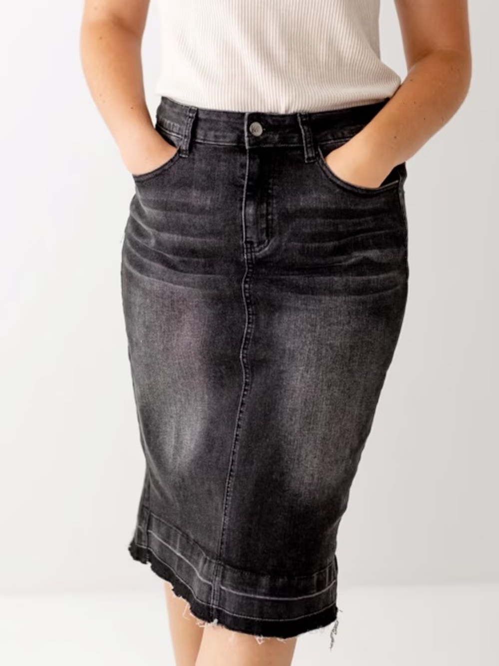 EUC Main Street Exchange “Esme” Denim Midi Skirt